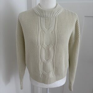 Vero Moda Cream Of white Crew Mock Neck Cable Knit Sweater Women’s Sz S*O7